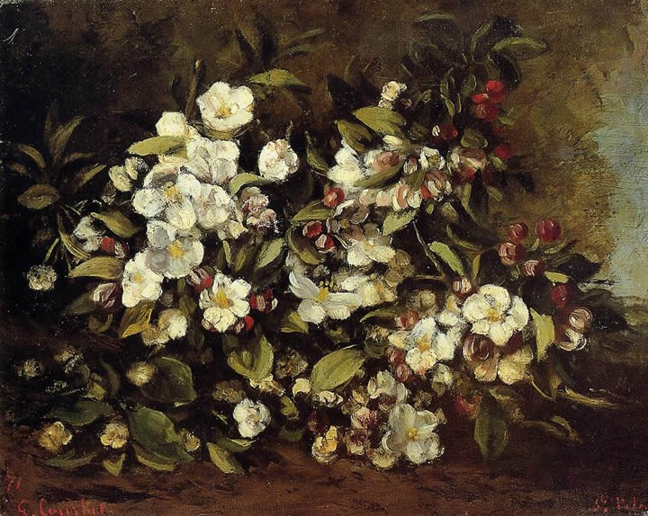 Gustave Courbet Flowering Apple Tree Branch
